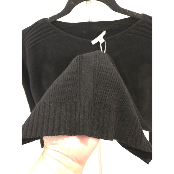 Vila Milano S Black Batwing Dolman Back Faux Button NWT Sweater Knit Y2K Slouchy - Picture 2 of 8